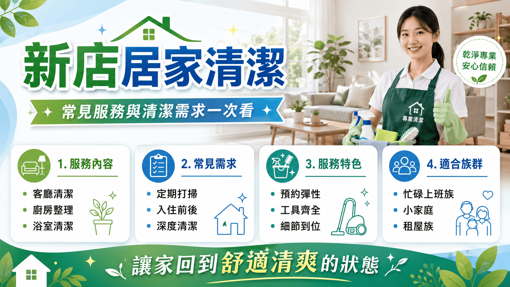 新店居家清潔是許多忙碌家庭、租屋族、小家庭與搬家族常見的服務需求